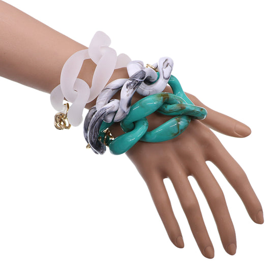 Black White Oversized Chain Link Bracelet