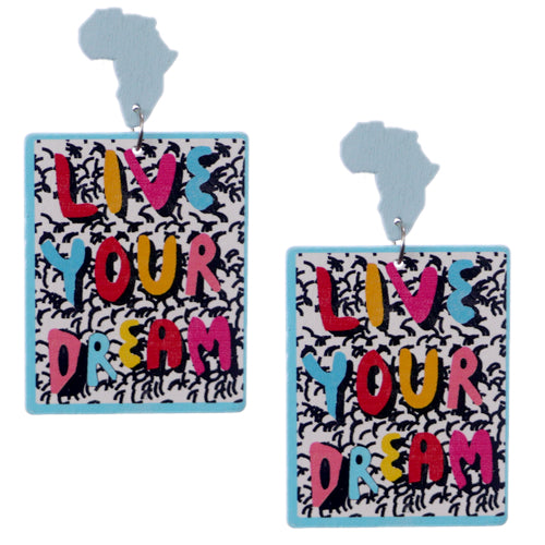 Live Your Dream Wooden Earrings
