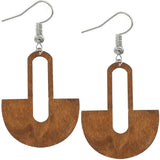 Light Blue Long Oval Fan Wooden Earrings