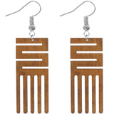 Red Maze Geometric Wooden Earrings