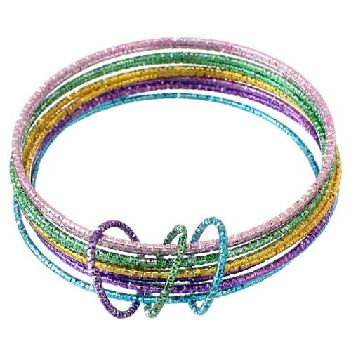 Multicolor Thin Multi Line Bangle Bracelets