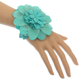 Mint Beaded Stretch Flower Bracelet