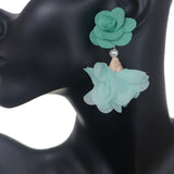 Mint Floral Nylon Dangle Earrings
