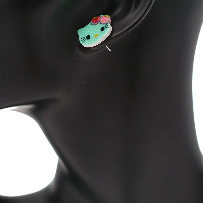 Mint Green Hello Kitty Polka Dot Post Earrings