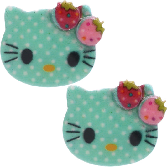 Mint Green Hello Kitty Polka Dot Post Earrings