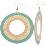 Mint Pink Thin Disc Dangle Earrings