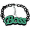 Moderate Green Boss Letter Link Chain Bracelet