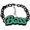 Moderate Green Boss Letter Link Chain Bracelet