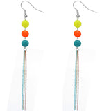 Multicolor Glossy Triple Beaded Chain Earrings