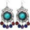 Multi-Color Round Faceted Beaded Chandelier Earrings