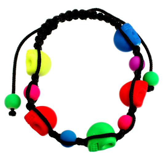 Multicolor Skull Head Beaded String Bracelet