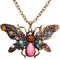 Pink Multicolor Rhinestone Butterfly Charm Chain Necklace