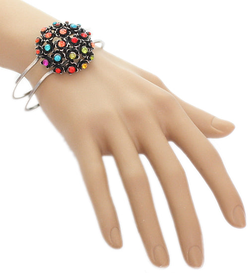 Multicolor Flower Bouquet Hinged Bracelet