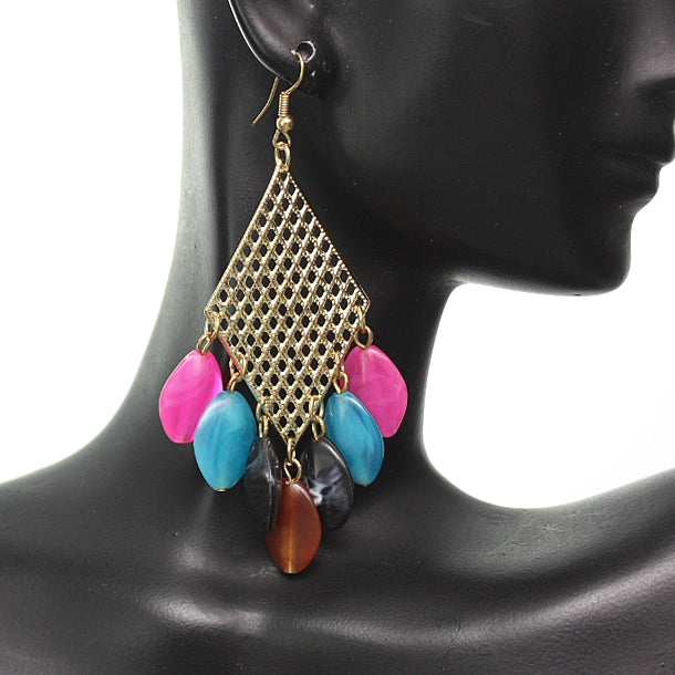 Gold Multicolor Dangle Earrings