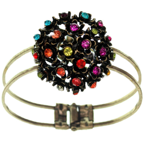 Multicolor Iridescent Flower Bouquet Hinged Bracelet