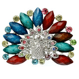 Blue Multicolor Rhinestone Peacock Stretch Ring