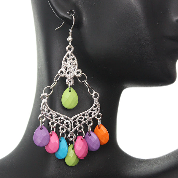 Multicolor Beaded Chandelier Dangle Earrings