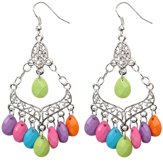 Multicolor Beaded Chandelier Dangle Earrings