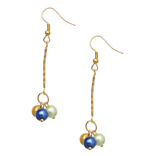 Multicolor Faux Pearl Drop Necklace Earrings Set