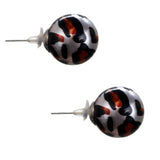 Brown Silver Cheetah Print Stud Earrings