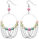 Multicolor Beaded Intertwined Chain Hoop Earrings