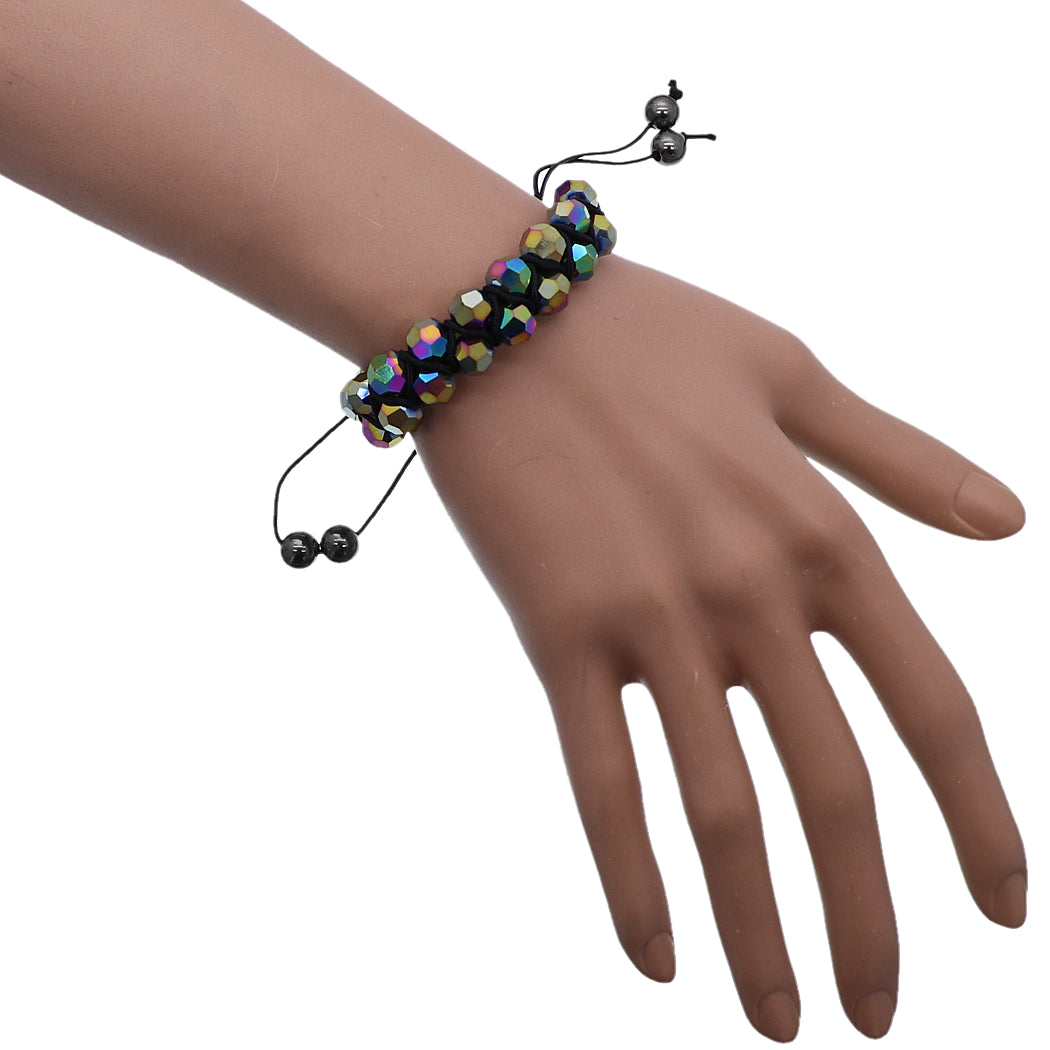 Multicolor Iridescent Adjustable Beaded Bracelet