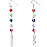 Multicolor Beaded Evil Eye Chain Earrings