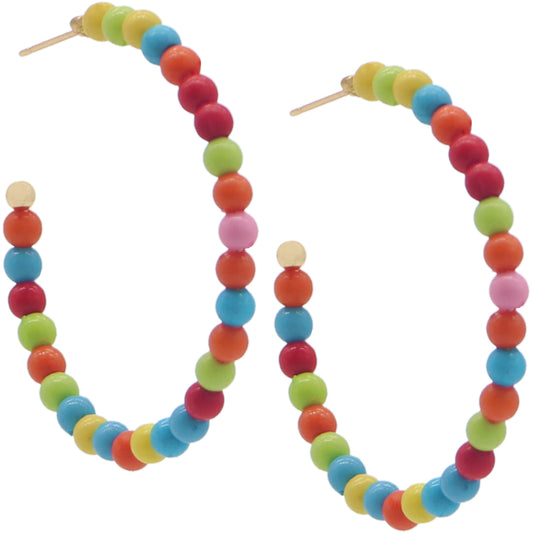 Multicolor Beaded Mini Hoop Earrings