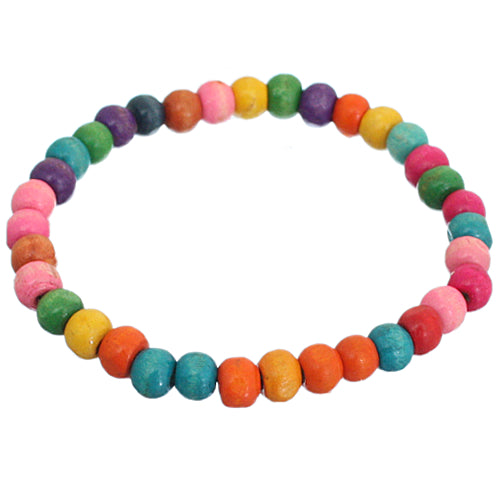 Multicolor Wooden Beaded Stretch Bracelet