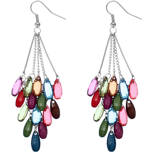 Multicolor Transparent Beaded Chandelier Earrings