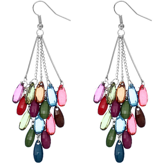 Multicolor Transparent Beaded Chandelier Earrings