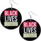 Multicolor Wooden Black Lives Matter Round Earrings