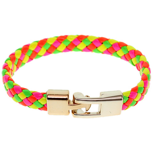 Multicolor Braided Woven Leather Latch Bracelet