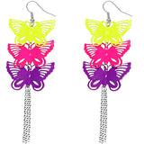 Multicolor Cascade Butterfly Chain Earrings