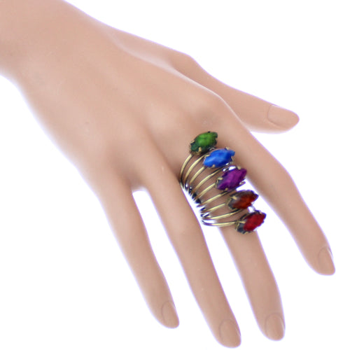 Multicolor Beaded Coil Wrap Ring