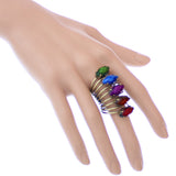 Multicolor Beaded Coil Wrap Ring