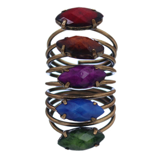 Multicolor Beaded Coil Wrap Ring