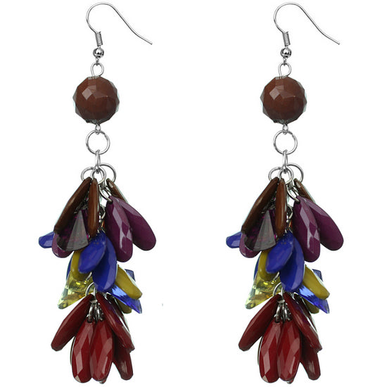 Multicolor Faceted Beaded Oval Dangle Earrings