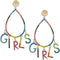 Multicolor CZ Girls Word Teardrop Earrings