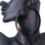Multicolor Extra Large Gradual Rhinestone Hoop Earrings