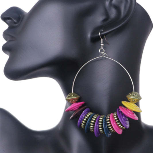 Multicolor Large Disk Hoop Earrings