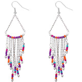Multicolor Long Beaded Dangle Earrings
