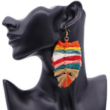 Orange Multicolor Macrame Knot Thread Earrings