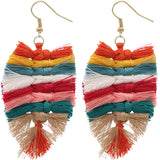 Orange Multicolor Macrame Knot Thread Earrings