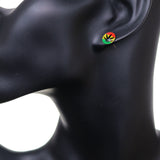 Multicolor Rasta Marijuana Weed Leaf Mini Stud Earrings