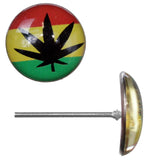Multicolor Rasta Marijuana Weed Leaf Mini Stud Earrings