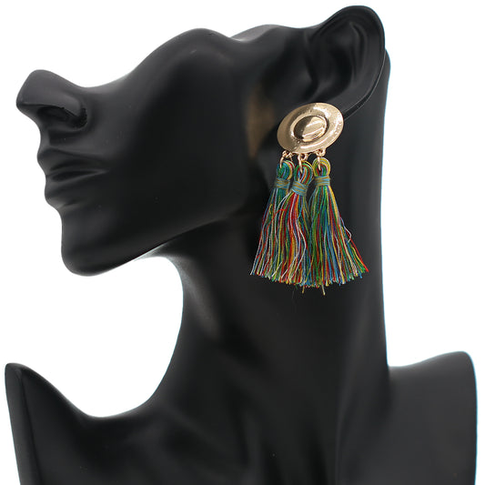 Multicolor Metal Tassel Dangle Earrings