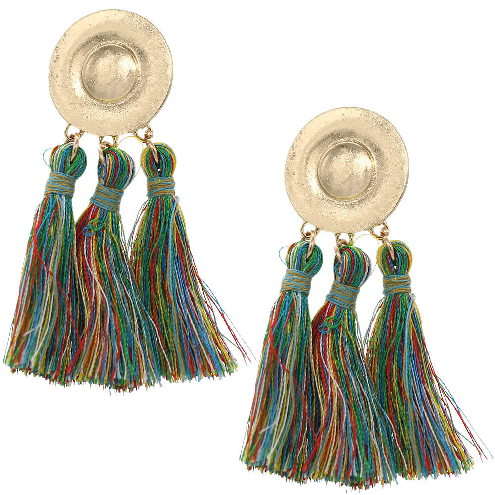 Multicolor Metal Tassel Dangle Earrings