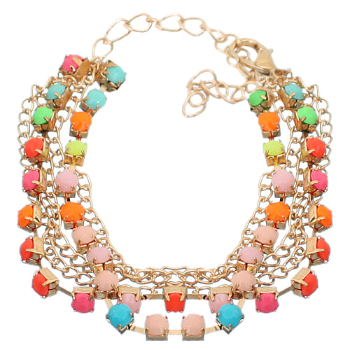 Multicolor Beaded Chain Link Bracelet