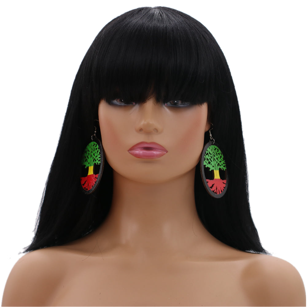 Rasta Multicolor Tree of Life Wooden Earrings